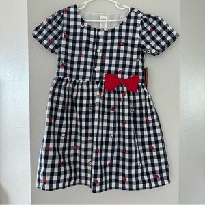 NWT Gymboree Girls Short Sleeve Woven Gingham Apple Print Dresses 6